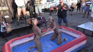 www.goldieblairxxx.com - BIKER CHICK SOIL WRESTLING thumbnail